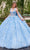 Rachel Allan Bridal RQ3135 - Plunging V-Neck Embellished Ballgown Special Occasion Dress 0 / Light Blue