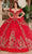 Rachel Allan Bridal RQ3137 - Floral Appliqued Off Shoulder Ballgown Special Occasion Dress 0 / Red Gold