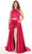 Rachel Allan Curves 6662 - Two-Piece Halter Jeweled Overskirt Gown Evening Dresses 16W / Emerald