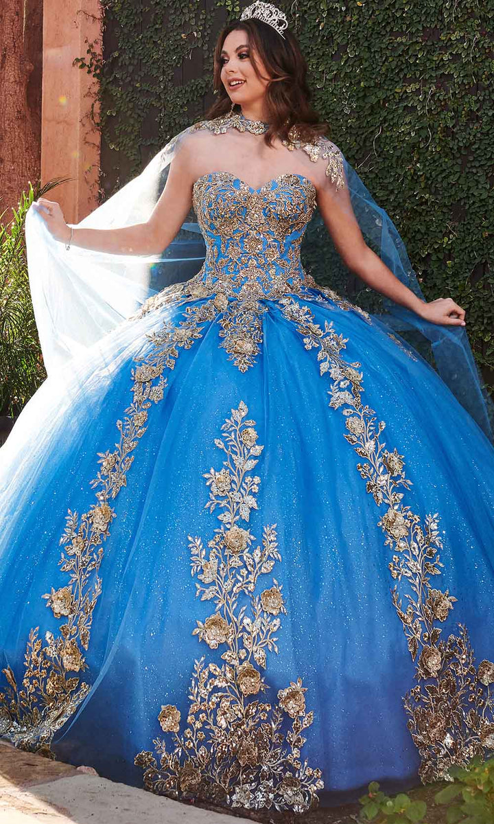 Rachel Allan RQ1111 - Sweetheart Quinceanera Ballgown with Cape ...