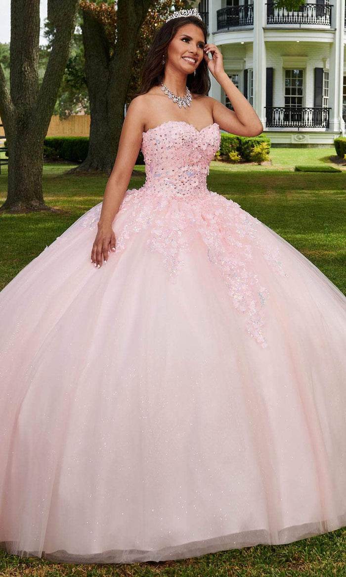 Rachel Allan RQ1113 - Floral Appliqued Sweetheart Ballgown Ball Gowns 0 / Blush