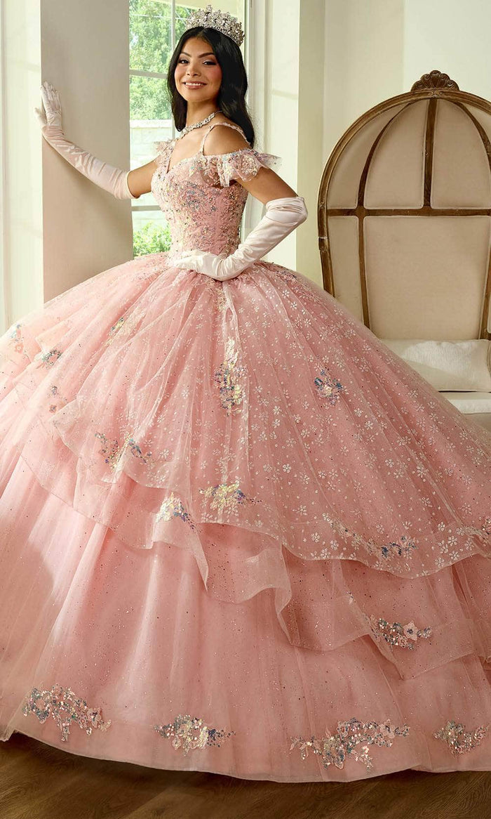 Rachel Allan RQ1136 - Embellished Cold-Shoulder Sleeve Ballgown Quinceanera Dresses