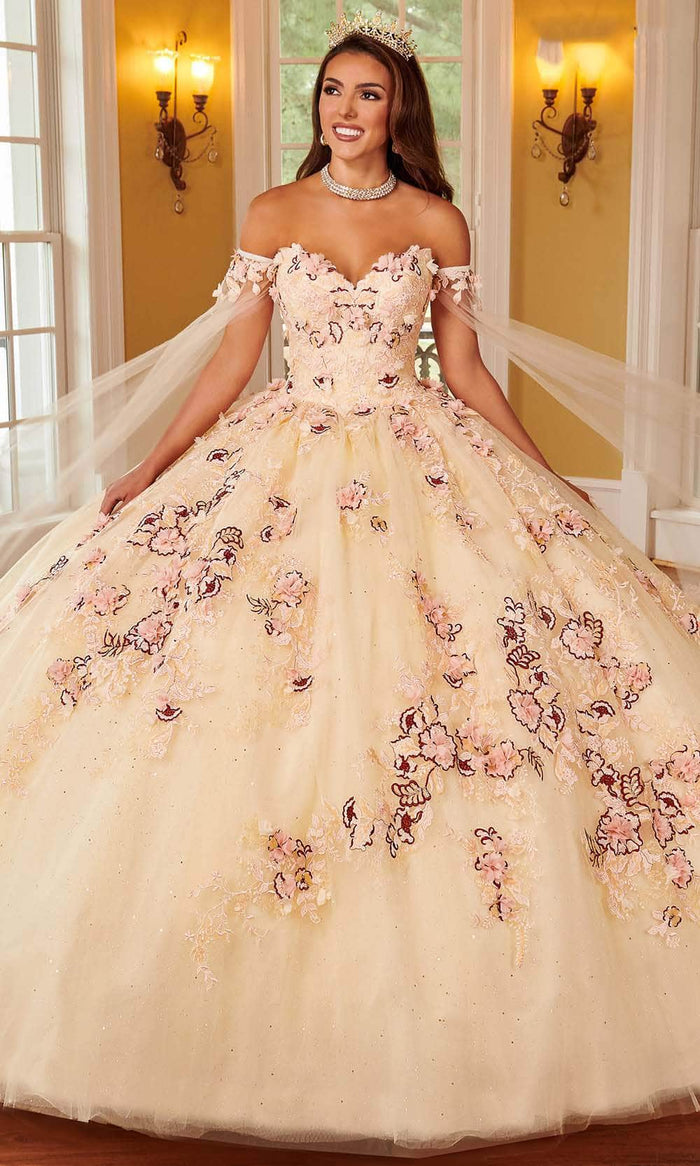 Rachel Allan RQ2161 - Floral Ornate Quinceanera Ballgown Ball Gowns 0 / Champagne Multi