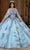 Rachel Allan RQ2185 - Embroidered Cold Shoulder Ballgown Ball Gowns 0 / Light Blue Multi