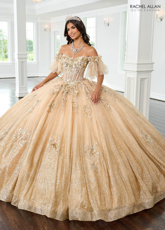 Rachel Allan RQ3150 - Off Shoulder Ballgown with Detachable Sleeves Special Occasion Dress