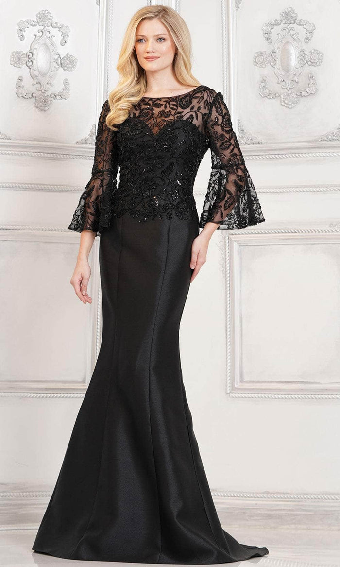 Rina di Montella RD2939 - Bell Sleeve Mermaid Formal Gown Special Occasion Dress 4 / Black