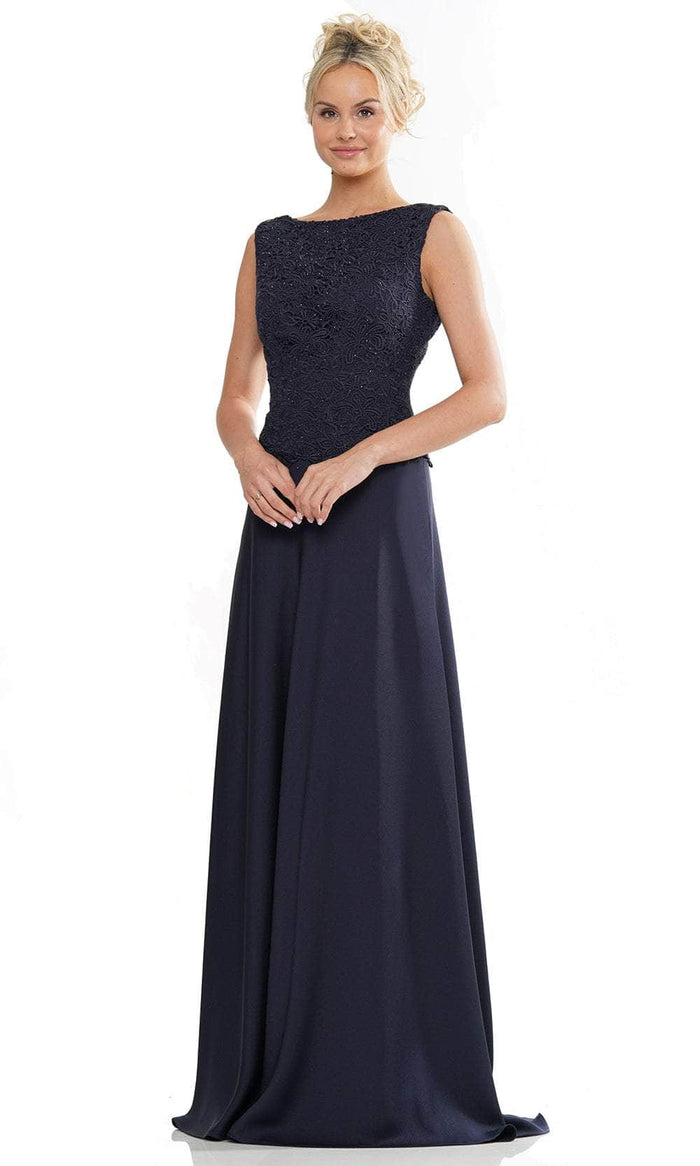 Rina di Montella RD2973 - Lace Bodice Bateau Formal Gown Special Occasion Dress 4 / Navy