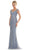 Rina di Montella RD2978 - Beaded Sheer Cap Sleeve Formal Gown Special Occasion Dress 4 / Slate Blue