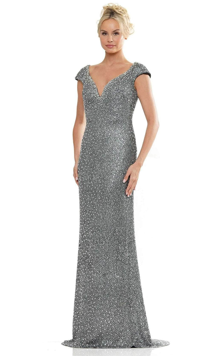 Rina di Montella RD2983 - Beaded Cap Sleeve Evening Dress Special Occasion Dress 4 / Black