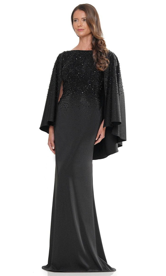 Rina di Montella RD2989 - Cape Sleeve Bateau Formal Gown Special Occasion Dress 4 / Black