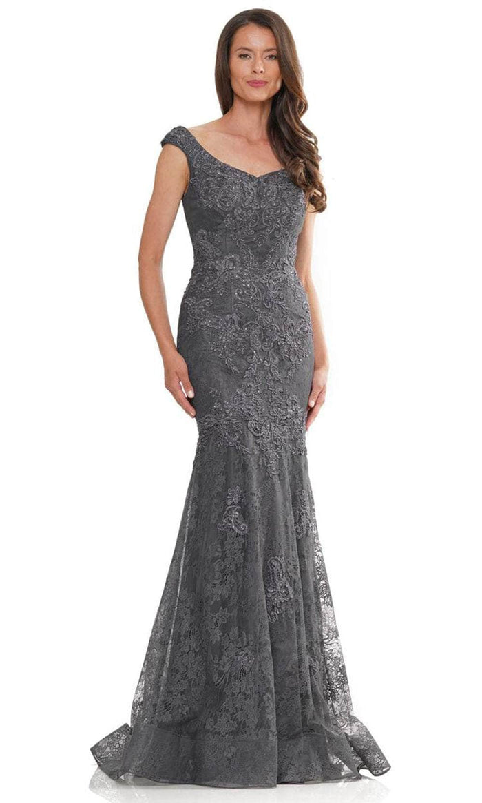 Rina di Montella RD2996 - Lace Cap Sleeve Prom Gown Mother of the Bride Dresses 4 / Charcoal