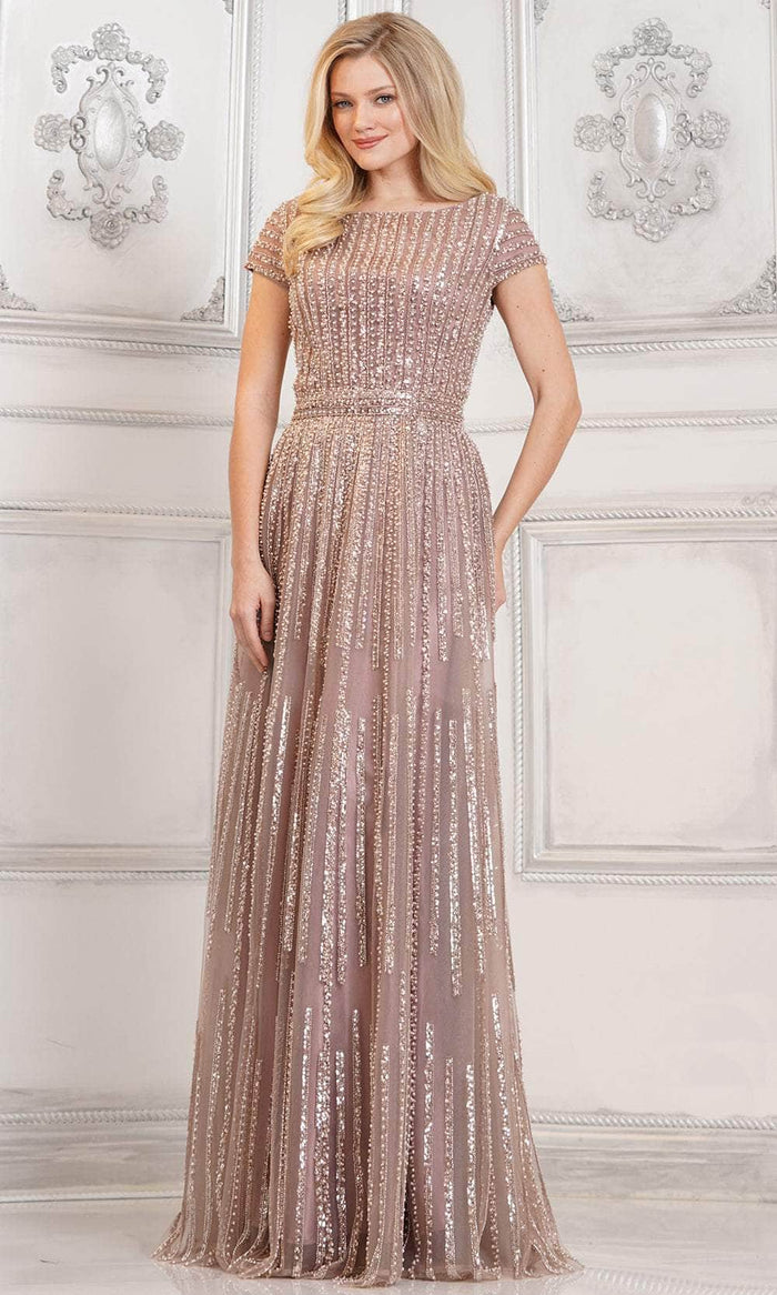Rina di Montella RD3101 - Bateau Fully Beaded Formal Gown Special Occasion Dress 6 / Mauve