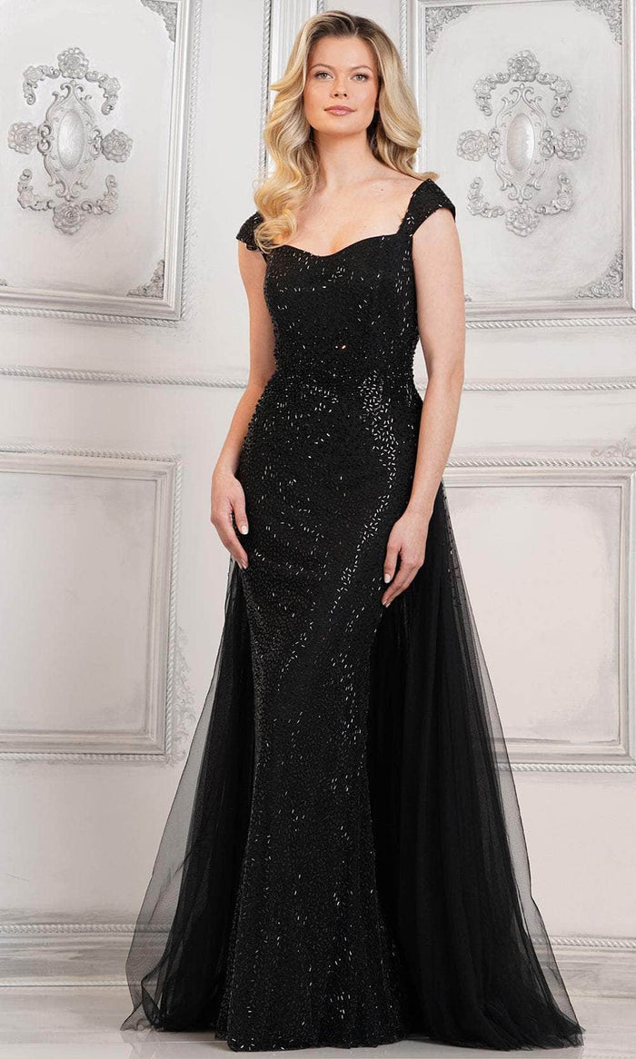 Rina di Montella RD3103 - Cap Sleeve Overskirt Evening Dress Special Occasion Dress 6 / Black