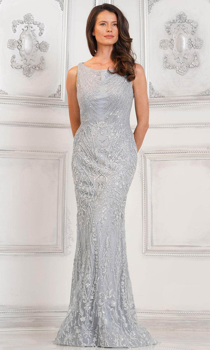 Rina di Montella RD3104 - Bateau Beaded Embroidered Formal Gown Special Occasion Dress 4 / Blue