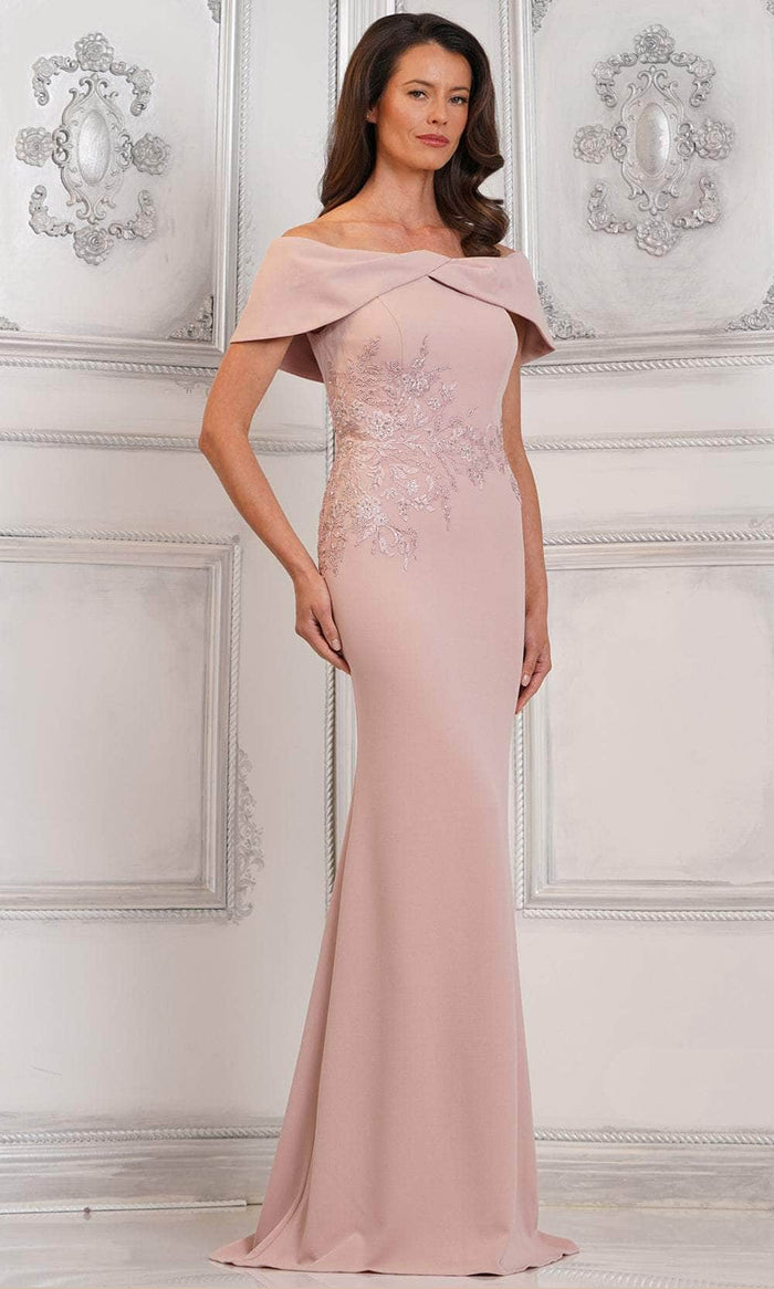 Rina di Montella RD3114 - Elegant Embroidered Midriff Evening Dress Mother of the Bride Dresses 6 / Rose