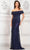 Rina di Montella RD3129 - Straight Across Floral Lace Formal Gown Special Occasion Dress 6 / Navy