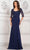 Rina di Montella RD3132 - Quarter Sleeve Draped Formal Gown Special Occasion Dress 4 / Navy