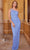 SCALA 61202 - Asymmetric Neck Side Slit Prom Gown Prom Dresses 000 / Periwinkle