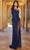 SCALA 61304 - Asymmetric Embellished Prom Gown Prom Dresses 000 / Navy Multi