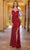 SCALA 61321 - Geometric Beaded Sheath Prom Gown Prom Dresses 000 / Red Multi