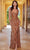 SCALA 61322 - V-Neck Beaded Foliage Prom Dress Prom Dresses 000 / Rust