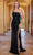 SCALA 61324 - Bejewelled Asymmetric Neck Prom Gown Prom Dresses 000 / Black/Gold