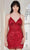 SCALA 70118 - Rosette Beaded Cocktail Dress Homecoming Dresses 000 / Red