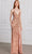 SCALA 80104 - Floral Sequin Lace-Up Back Evening Dress Prom Dresses 000 / Peach