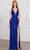 SCALA 80105 - Sheer Side Beaded Ornate Evening Dress Prom Dresses 000 / Royal