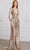 SCALA 80111 - Striped Sequin Deep V-Neck Evening Dress Prom Dresses 000 / Champagne