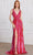 SCALA 80111 - Striped Sequin Deep V-Neck Evening Dress Prom Dresses 000 / Red Rose