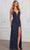 SCALA 80128 - Floral Beaded V-Neck Evening Dress Evening Dress 000 / Navy