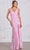 SCALA 80133 - Wide Strap Striped Sequin Evening Dress Evening Dress 000 / Shiny Pink