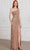 SCALA 80135 - Sheer Panel Asymmetric Neck Evening Dress Evening Dress 000 / Rose Gold