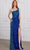 SCALA 80135 - Sheer Panel Asymmetric Neck Evening Dress Evening Dress 000 / Royal/Green