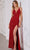 SCALA 80151 - Illusion Side Plunging Neckline Evening Dress Evening Dresses 000 / Red