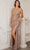 SCALA 80152 - Fully Sequin Deep V-Neck Evening Dress Prom Dresses 000 / Rose Gold