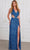 SCALA 80164 - Cut-Out Detailed V-Neck Prom Gown Prom Dresses 000 / Sapphire