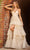 Sherri Hill 54843 - Deep V-Neck Ruffled Ballgown Prom Dresses 00 / Light Champagne