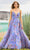 Sherri Hill 55620 - V-Neck Strapless Prom Gown Evening Dresses 8 / Periwinkle Print