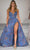 Sherri Hill 55620 - V-Neck Strapless Prom Gown Evening Dresses 8 / Periwinkle Print