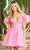 Sherri Hill 55664 - Off Shoulder Leaf Lace Cocktail Dress Cocktail Dresses 000 / Bright Pink