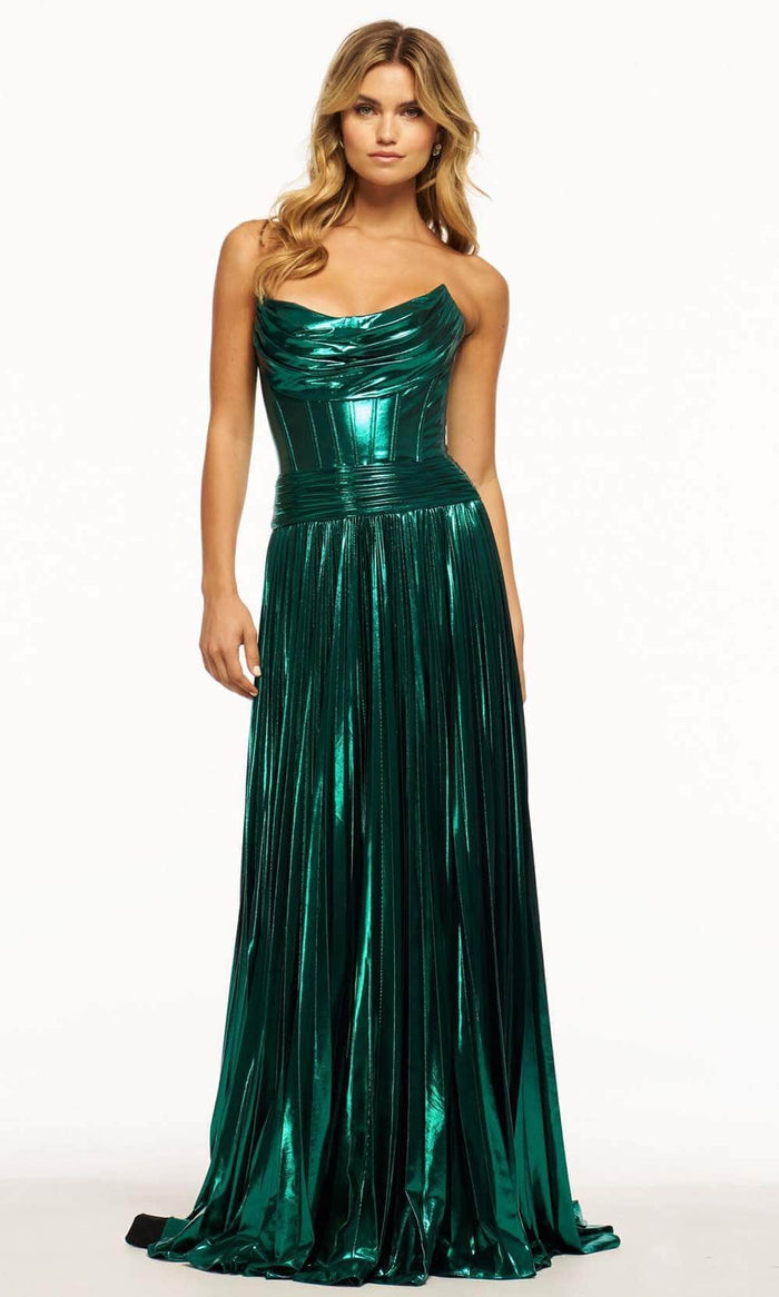 Sherri Hill 56020 - Cowl Corset Gown Prom Dresses 000 / Emerald