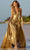 Sherri Hill 56060 - Pleated Metallic Gown Evening Dresses 000 / Gold