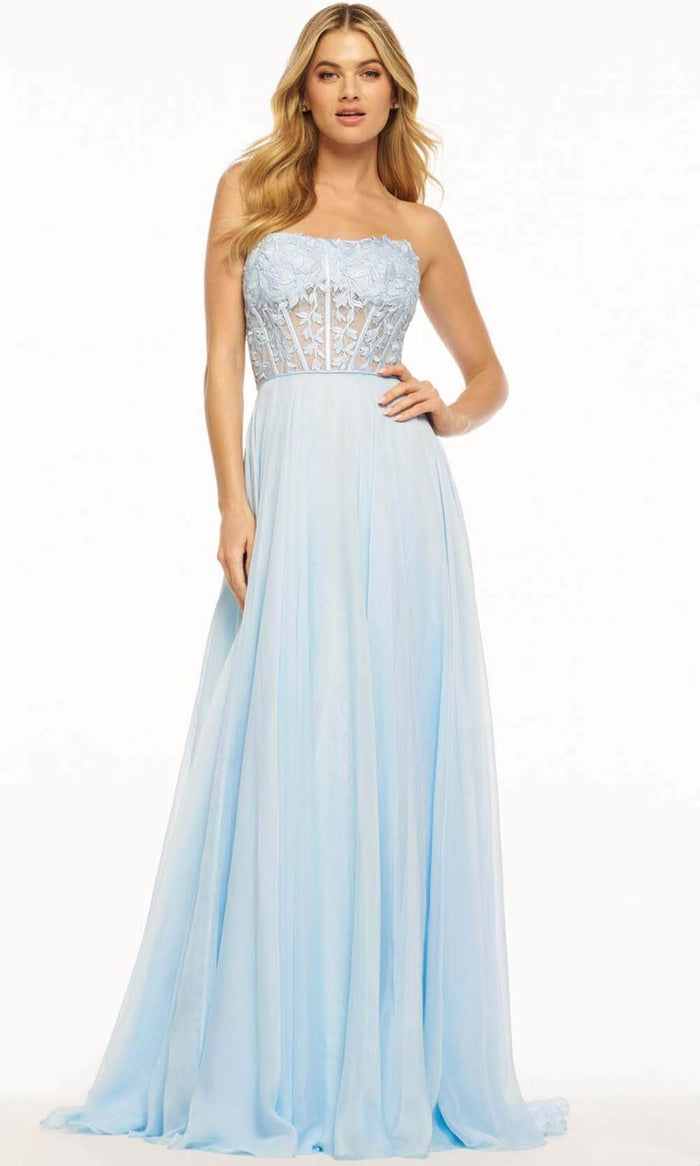 Sherri Hill 56088 - Leaf A-Line Prom Dress Prom Dresses 000 / Light Blue