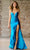 Sherri Hill 56430 - Satin Sheath Gown with Lace-Up Back Prom Dresses 000 / Peacock