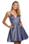 Sherri Hill - Sleeveless V-Neck Fit and Flare Stretch Glitter Cocktail Dress 52955 CCSALE 6 / Royal/Silver