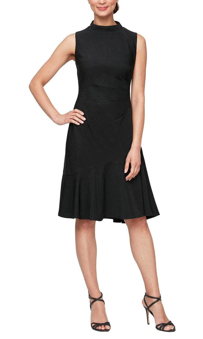 SLNY 9138101 - Turtle Neck Short Dress Semi Formal 4 / Black