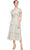 SLNY 9155138 - Tea Length V-Neck Tier Dress Holiday Dresses 2 / Gold Champ