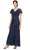 SLNY 9433254 - V-Neck Formal Gown with Cascade Accent Mother of the Bride Dresses